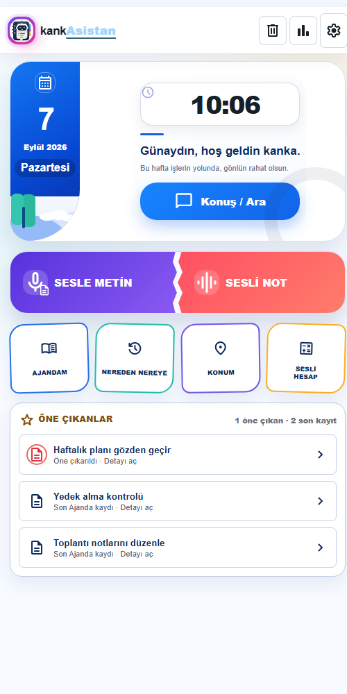 KankAsistan Kanka ana ekranı